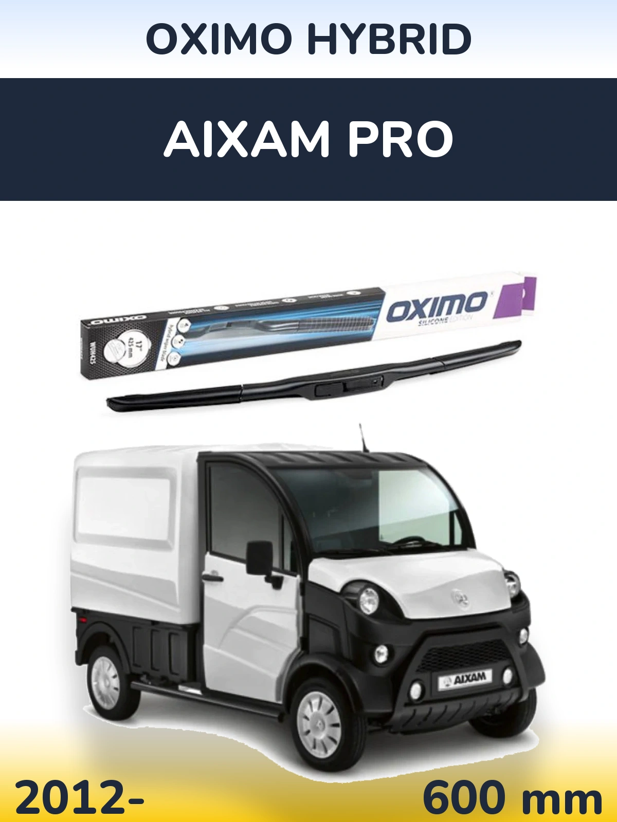 Передний дворник Oximo Hybrid 600 мм для Aixam PRO 2012-2026
