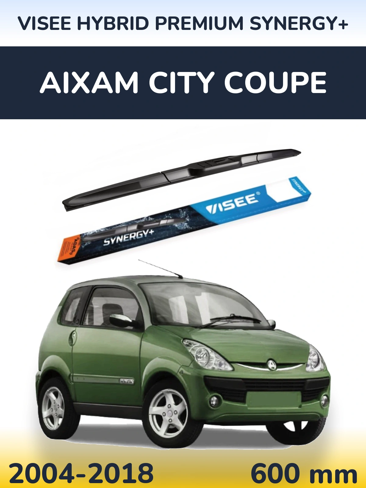 Передний дворник VISEE HYBRID PREMIUM SYNERGY+ 600 мм для Aixam City Coupe 2004-2018