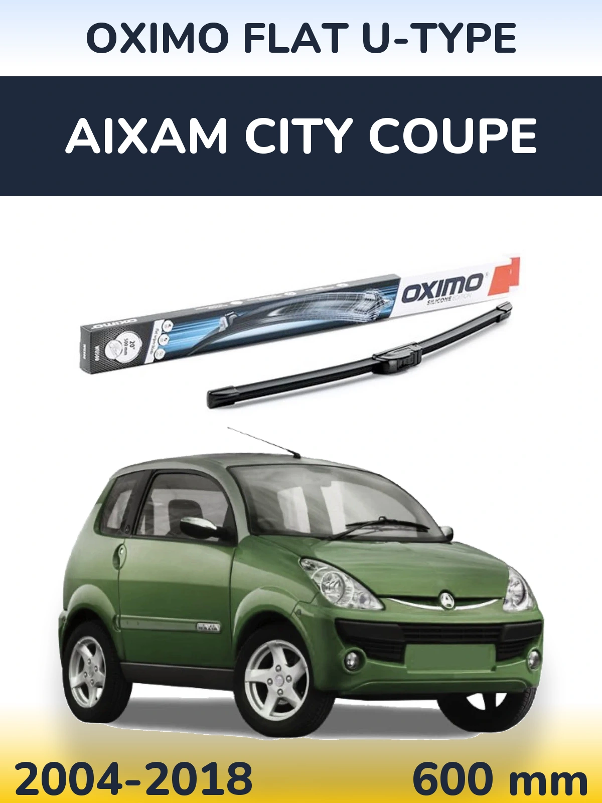 Передний дворник Oximo Flat U-type 600 мм для Aixam City Coupe 2004-2018