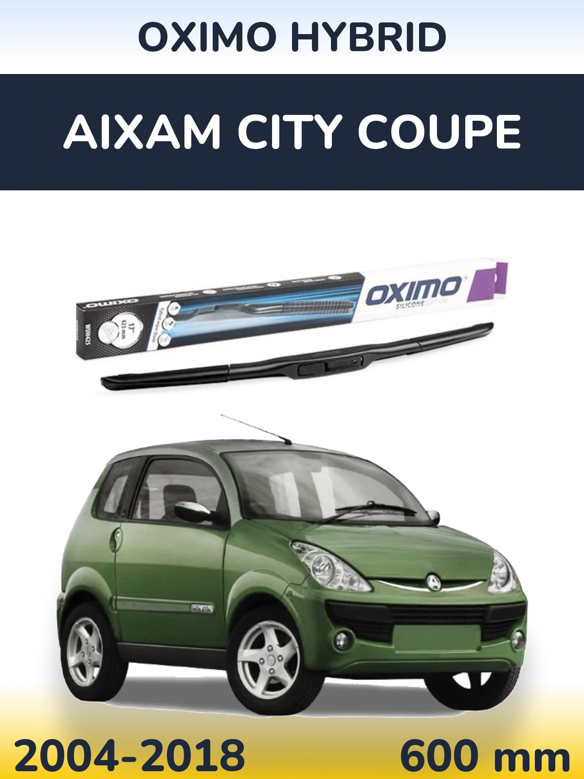 Передний дворник Oximo Hybrid 600 мм для Aixam City Coupe 2004-2018