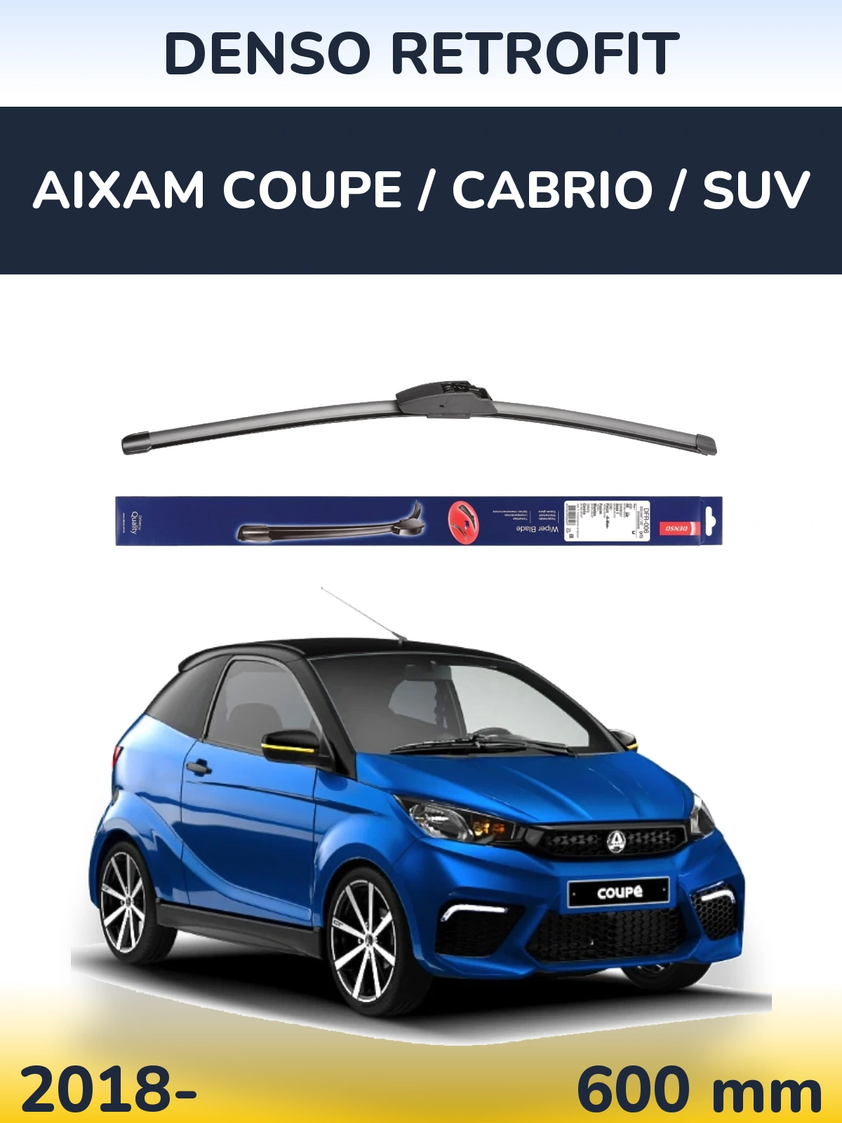 Przednia wycieraczka Denso Retrofit 600 mm do Aixam Coupe / Cabrio / SUV 2018-2026