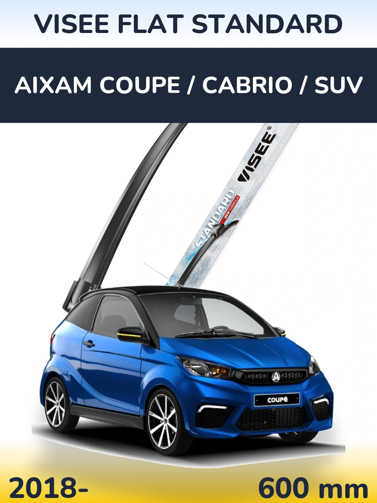 Przednia wycieraczka VISEE FLAT STANDARD 600 mm do Aixam Coupe / Cabrio / SUV 2018-2026