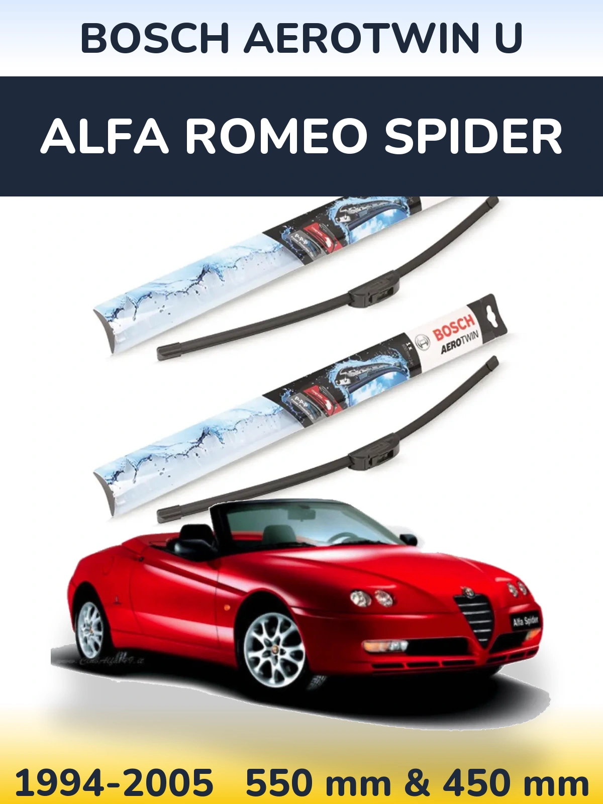 Komplet przednich wycieraczek BOSCH AeroTwin U 550 & 450 mm do Alfa Romeo Spider 1994-2005
