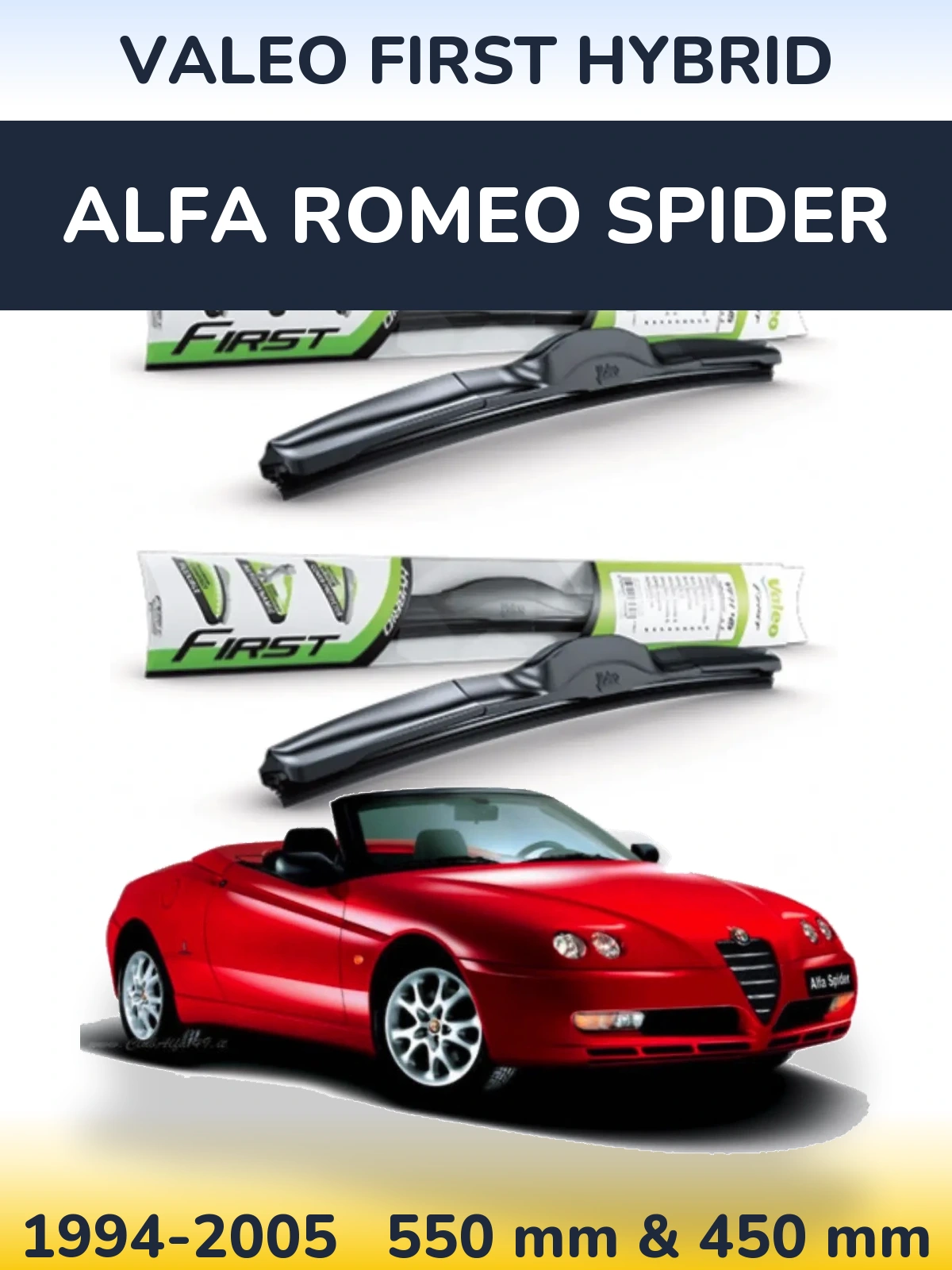 Комплект передних дворников Valeo First Hybrid 550 & 450 мм для Alfa Romeo Spider 1994-2005