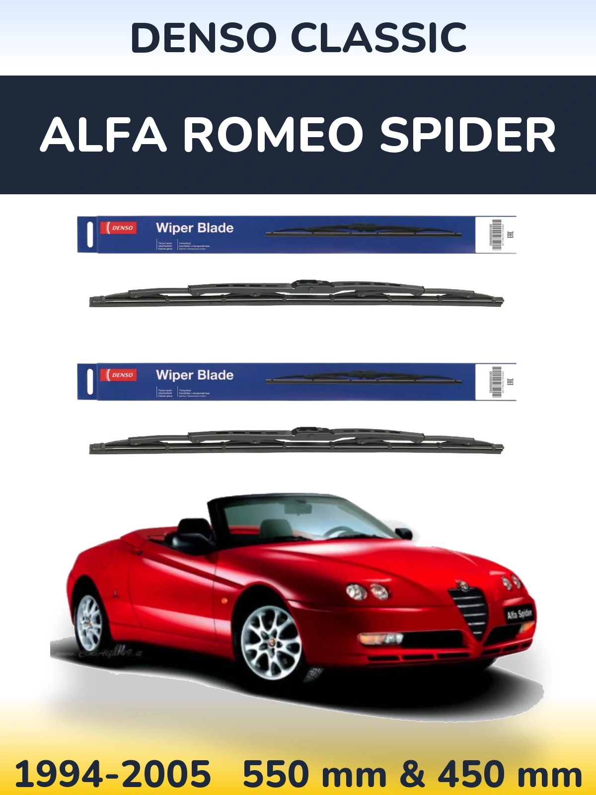 Komplet przednich wycieraczek Denso Classic 550 & 450 mm do Alfa Romeo Spider 1994-2005