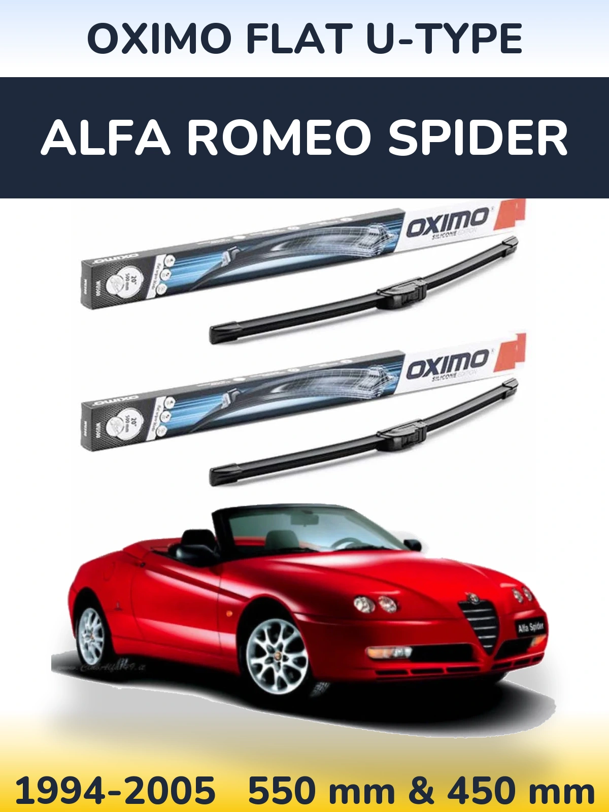 Komplet przednich wycieraczek Oximo Flat U-type 550 & 450 mm do Alfa Romeo Spider 1994-2005