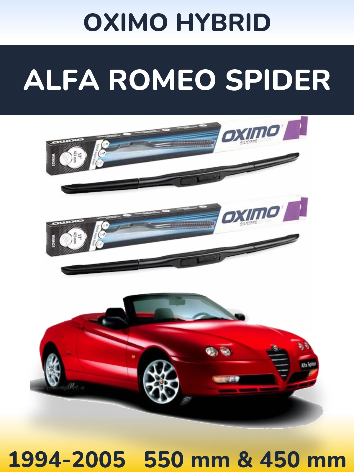 Komplet przednich wycieraczek Oximo Hybrid 550 & 450 mm do Alfa Romeo Spider 1994-2005