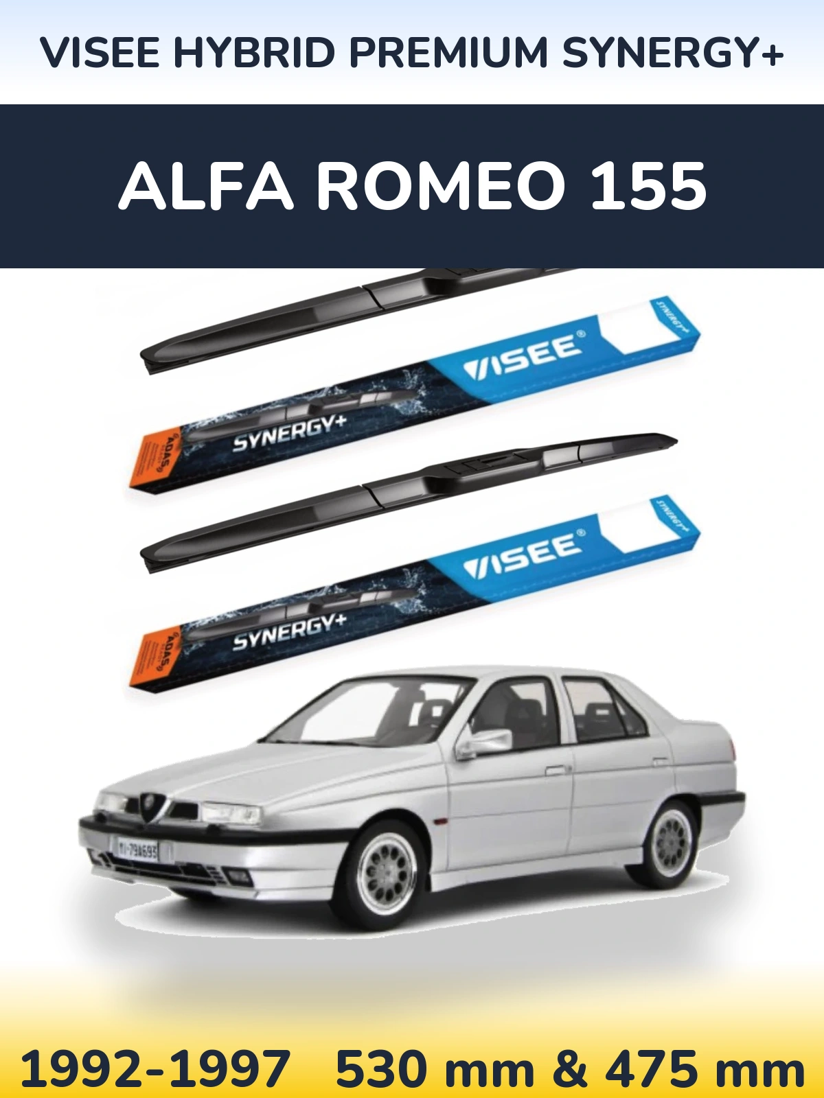 Комплект передних дворников VISEE HYBRID PREMIUM SYNERGY+ 530 & 475 мм для Alfa Romeo 155 1992-1997