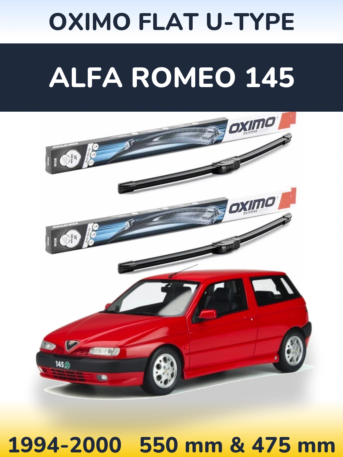 Komplet przednich wycieraczek Oximo Flat U-type 550 & 475 mm do Alfa Romeo 145 1994-2000