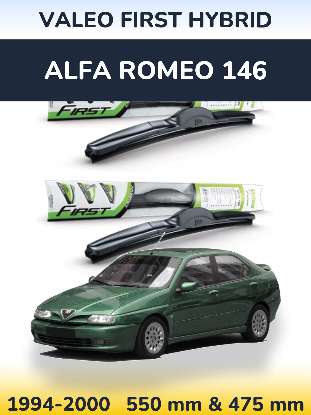 Komplet przednich wycieraczek Valeo First Hybrid 550 & 475 mm do Alfa Romeo 146 1994-2000