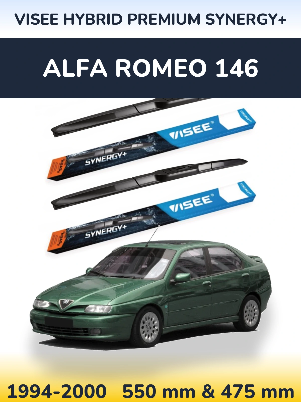 Komplet przednich wycieraczek VISEE HYBRID PREMIUM SYNERGY+ 550 & 475 mm do Alfa Romeo 146 1994-2000