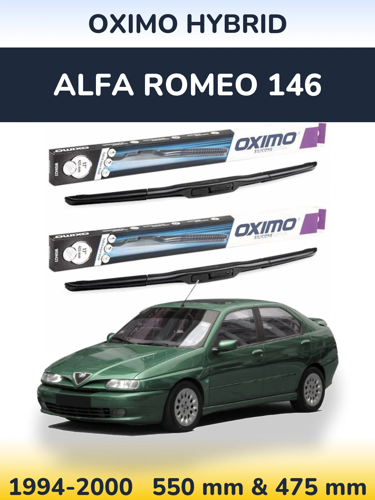Komplet przednich wycieraczek Oximo Hybrid 550 & 475 mm do Alfa Romeo 146 1994-2000