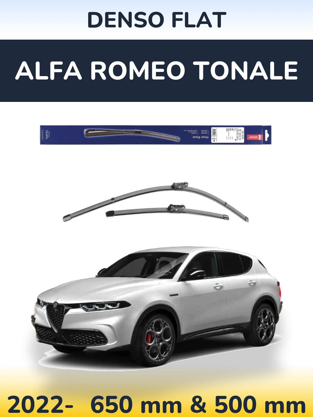 Komplet przednich wycieraczek Denso Flat 630 & 500 mm do Alfa Romeo Tonale 2022-2026
