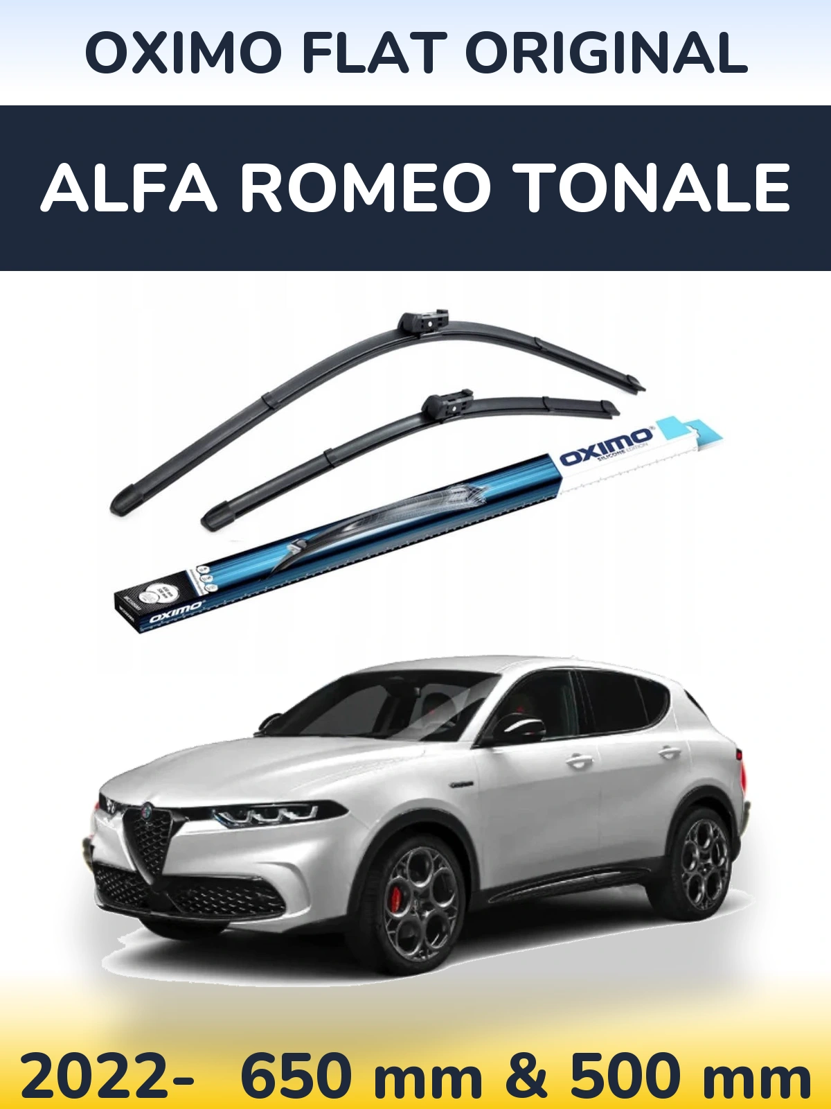 Komplet przednich wycieraczek Oximo Flat Original 650 & 500 mm do Alfa Romeo Tonale 2022-2026