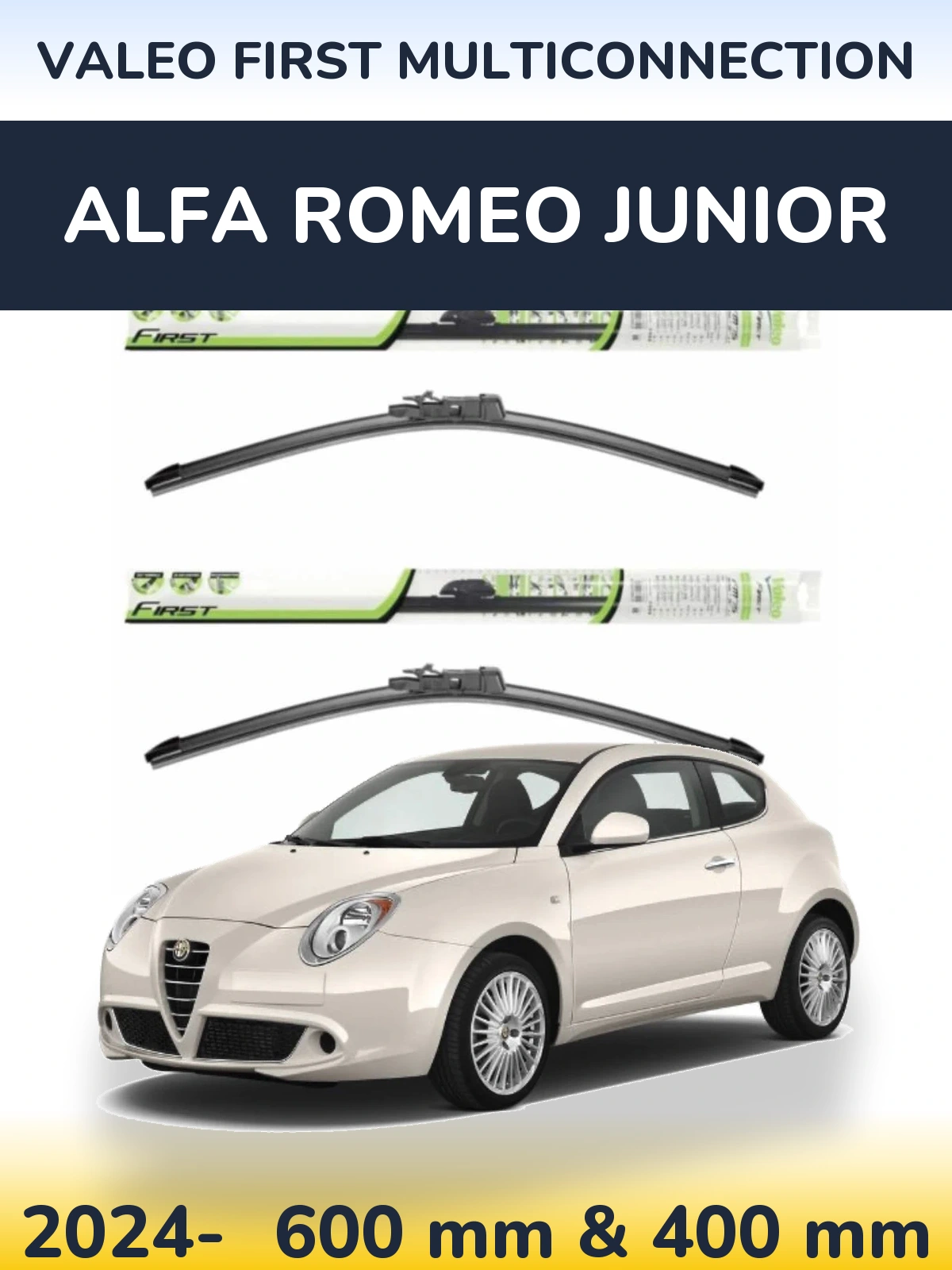 Komplet przednich wycieraczek Valeo First MultiConnection 600 & 400 mm do Alfa Romeo Junior 2024-2026