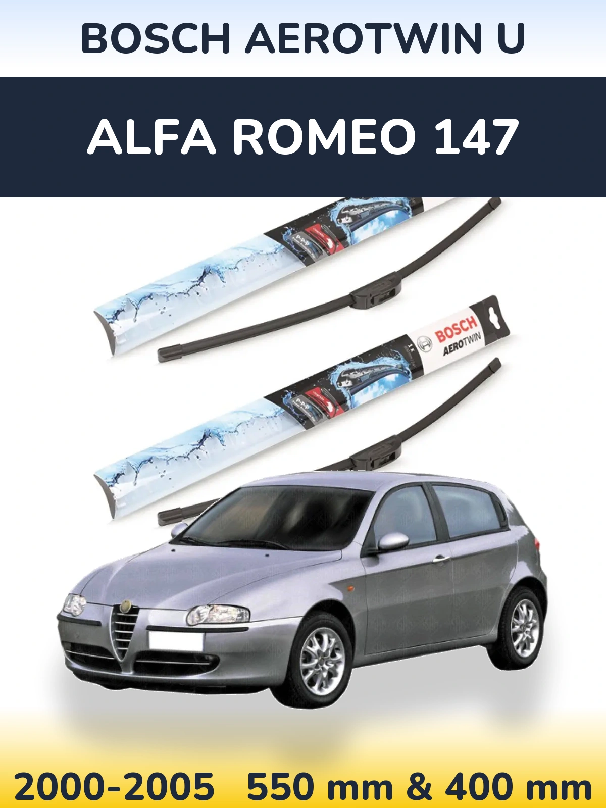 Komplet przednich wycieraczek BOSCH AeroTwin U 550 & 400 mm do Alfa Romeo 147 2000-2005