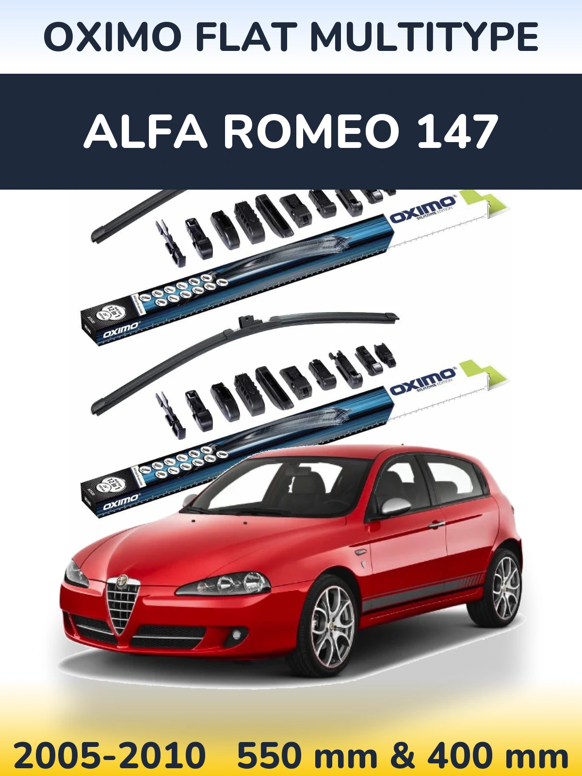 Комплект передних дворников Oximo Flat MultiТипe 550 & 400 мм для Alfa Romeo 147 2005-2010