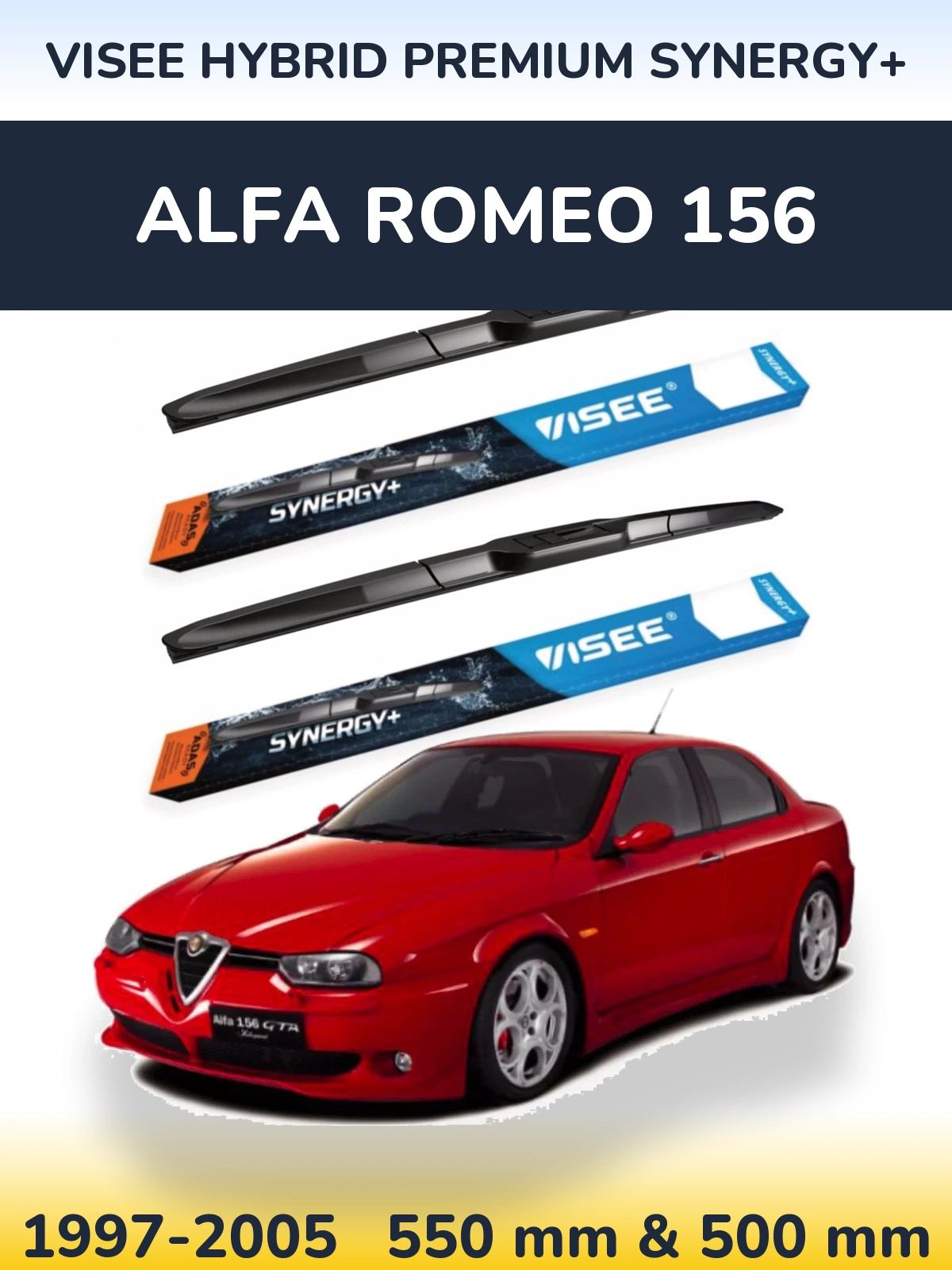 Komplet przednich wycieraczek VISEE HYBRID PREMIUM SYNERGY+ 550 & 500 mm do Alfa Romeo 156 1997-2005