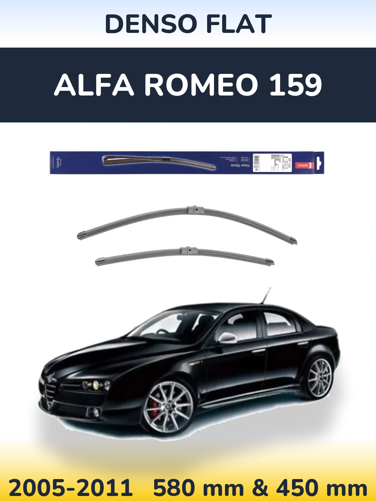 Комплект передних дворников Denso Flat 580 & 450 мм для Alfa Romeo 159 2005-2011