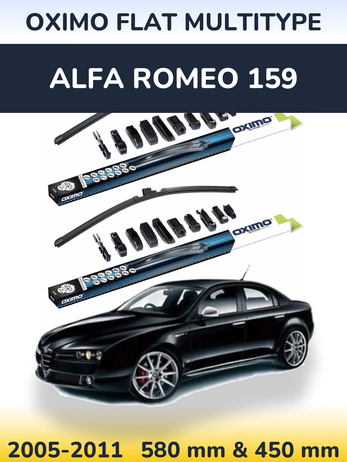 Komplet przednich wycieraczek Oximo Flat MultiType 580 & 450 mm do Alfa Romeo 159 2005-2011