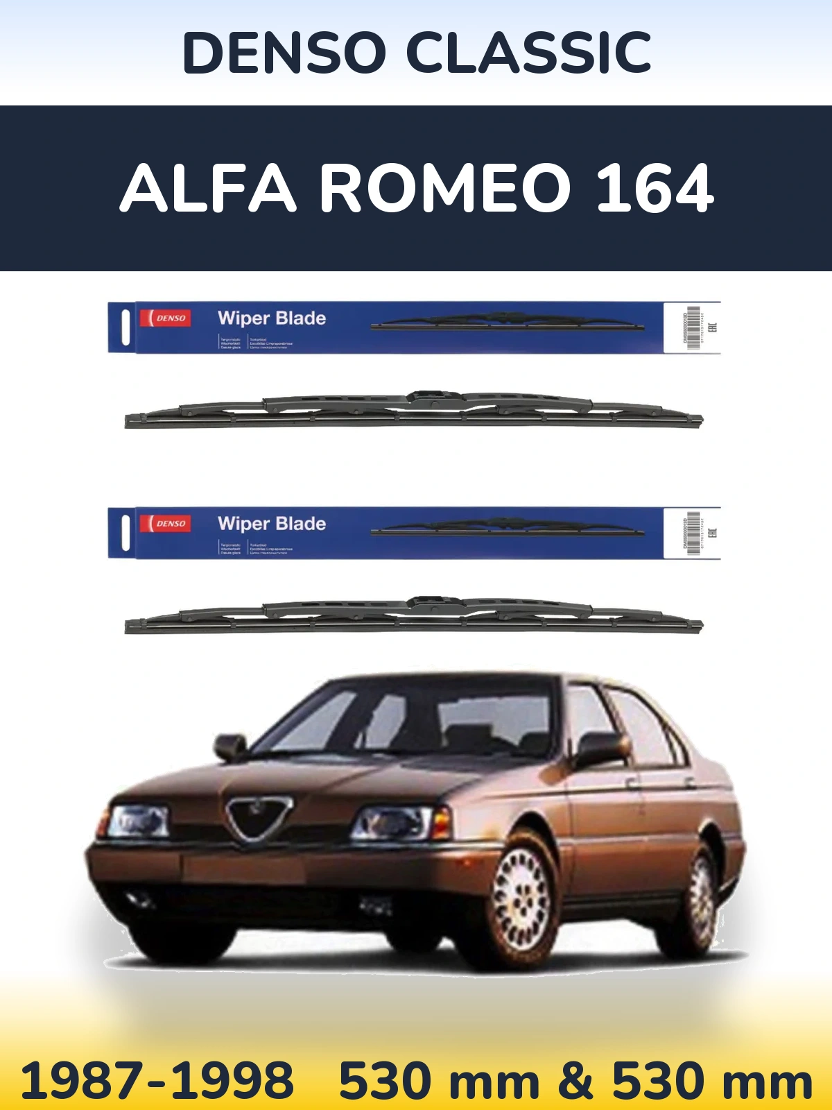 Komplet przednich wycieraczek Denso Classic 530 & 530 mm do Alfa Romeo 164 1987-1998