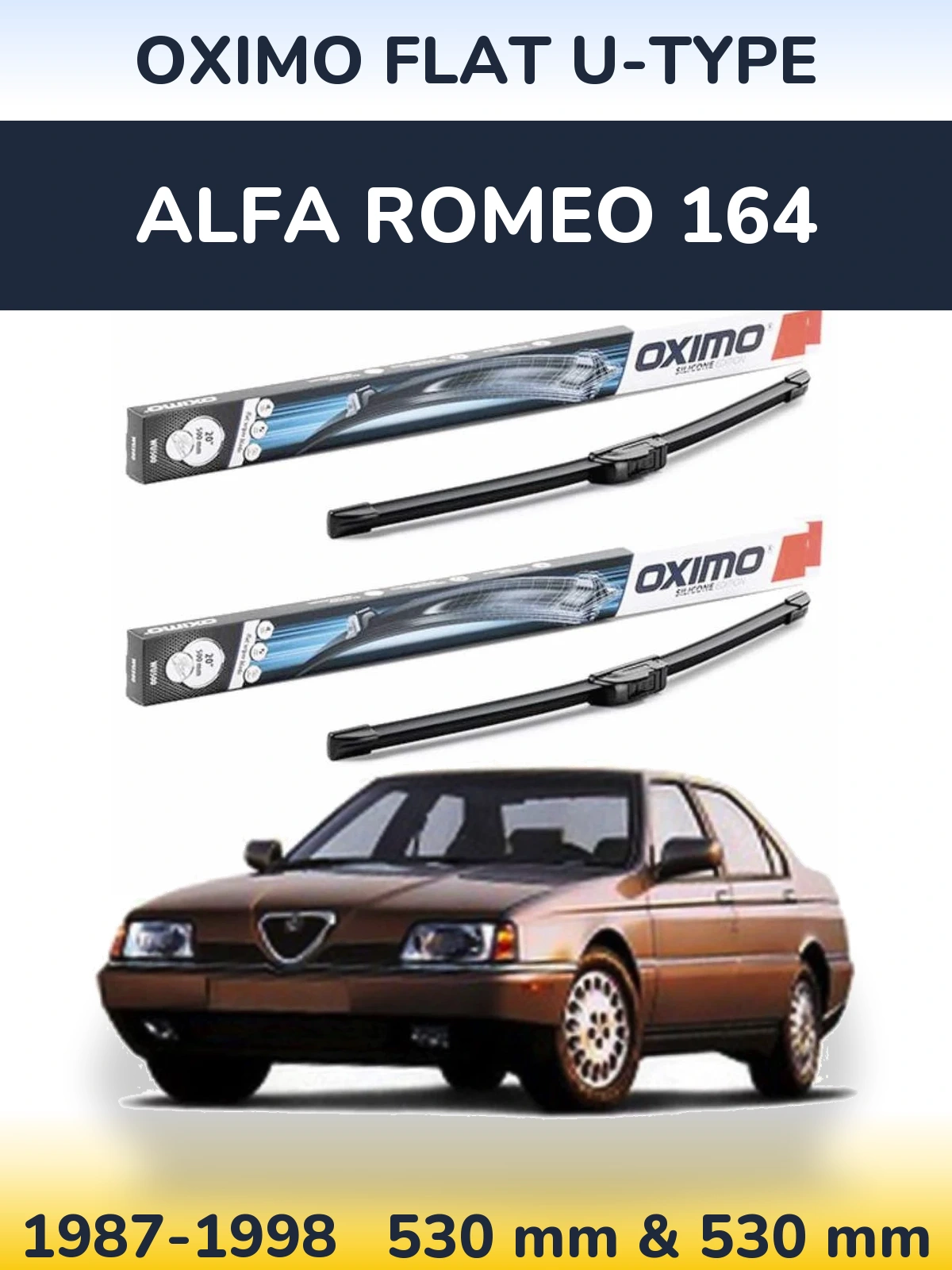 Komplet przednich wycieraczek Oximo Flat U-type 530 & 530 mm do Alfa Romeo 164 1987-1998