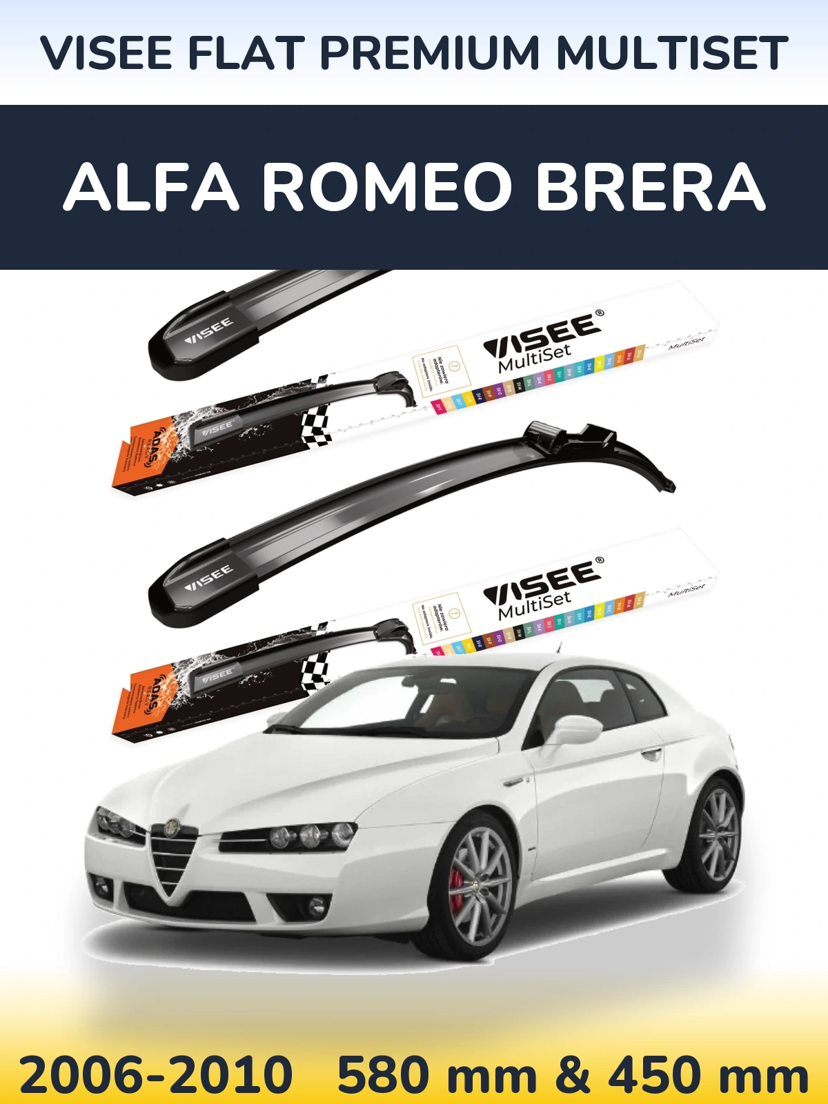 Komplet przednich wycieraczek VISEE FLAT PREMIUM MultiSet 580 & 450 mm do Alfa Romeo Brera 2006-2010