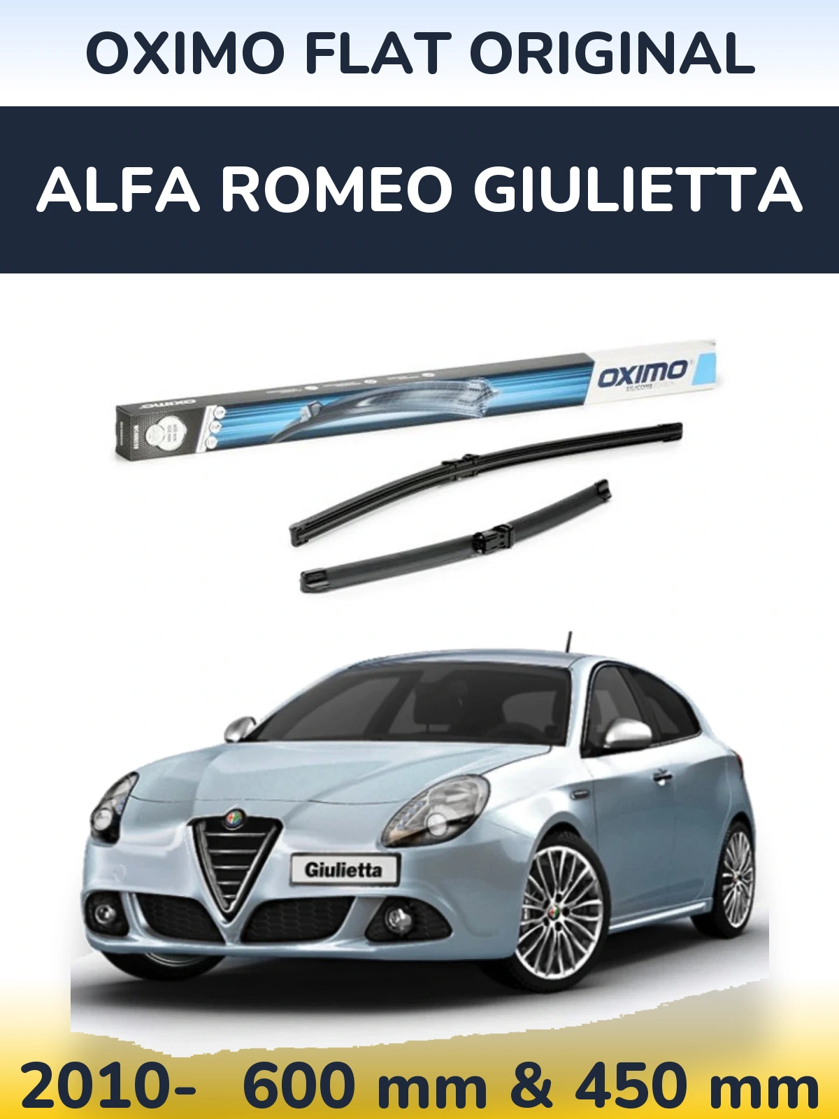 Комплект передних дворников Oximo Flat Original 600 & 450 мм для Alfa Romeo Giulietta 2010-2026