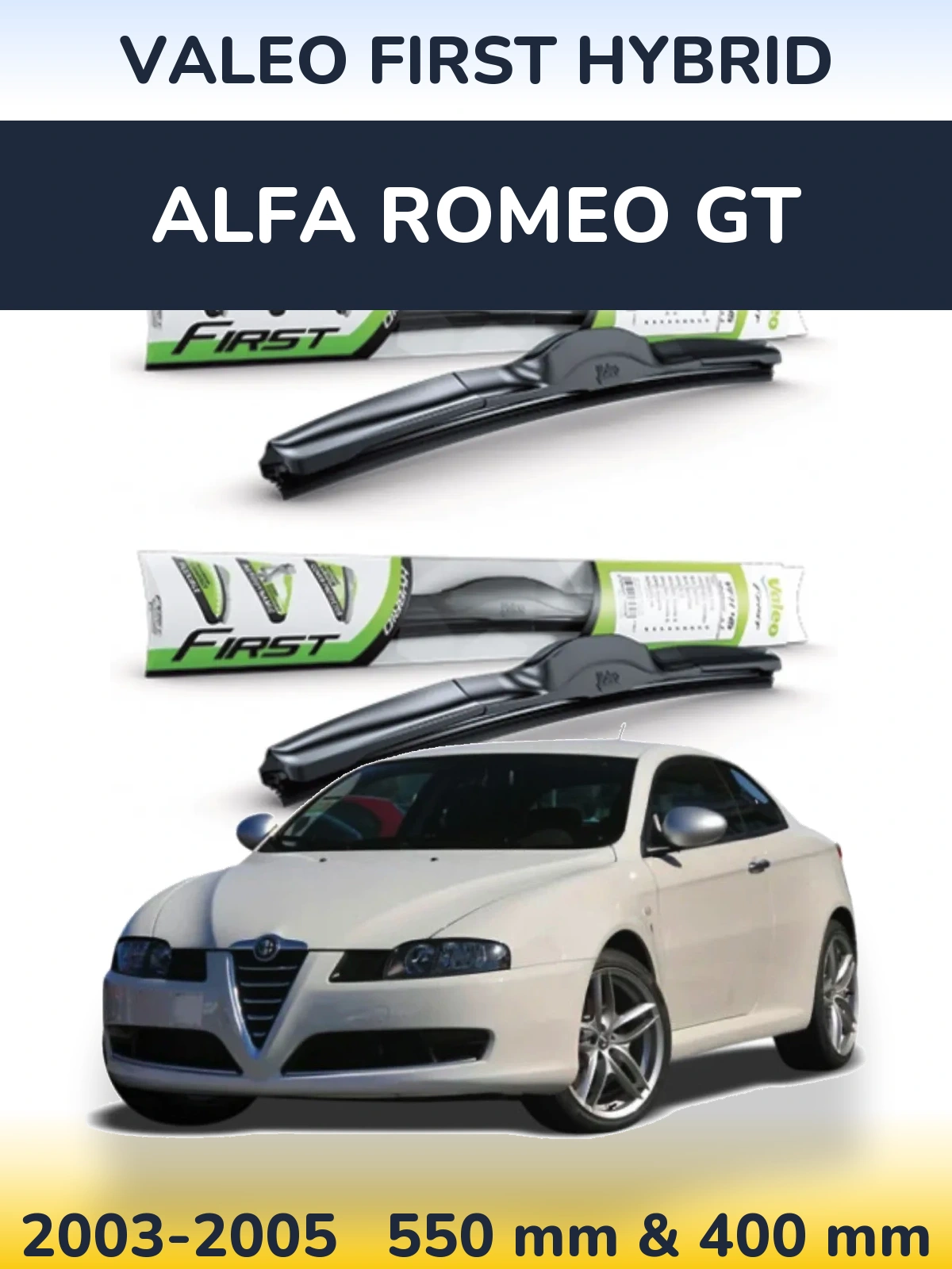 Комплект передних дворников Valeo First Hybrid 550 & 400 мм для Alfa Romeo GT 2003-2005