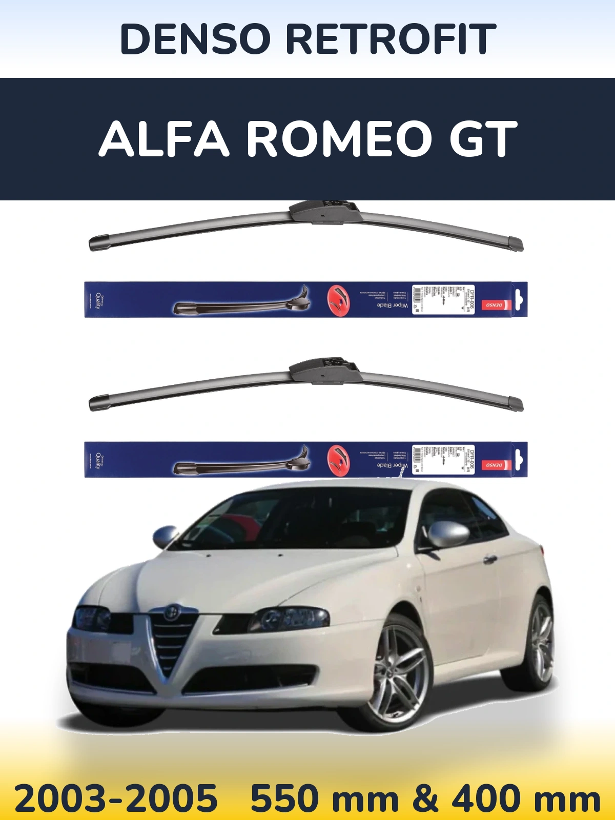 Комплект передних дворников Denso Retrofit 550 & 400 мм для Alfa Romeo GT 2003-2005