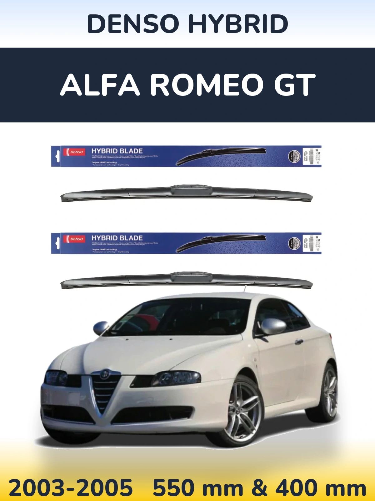 Комплект передних дворников Denso Hybrid 550 & 400 мм для Alfa Romeo GT 2003-2005