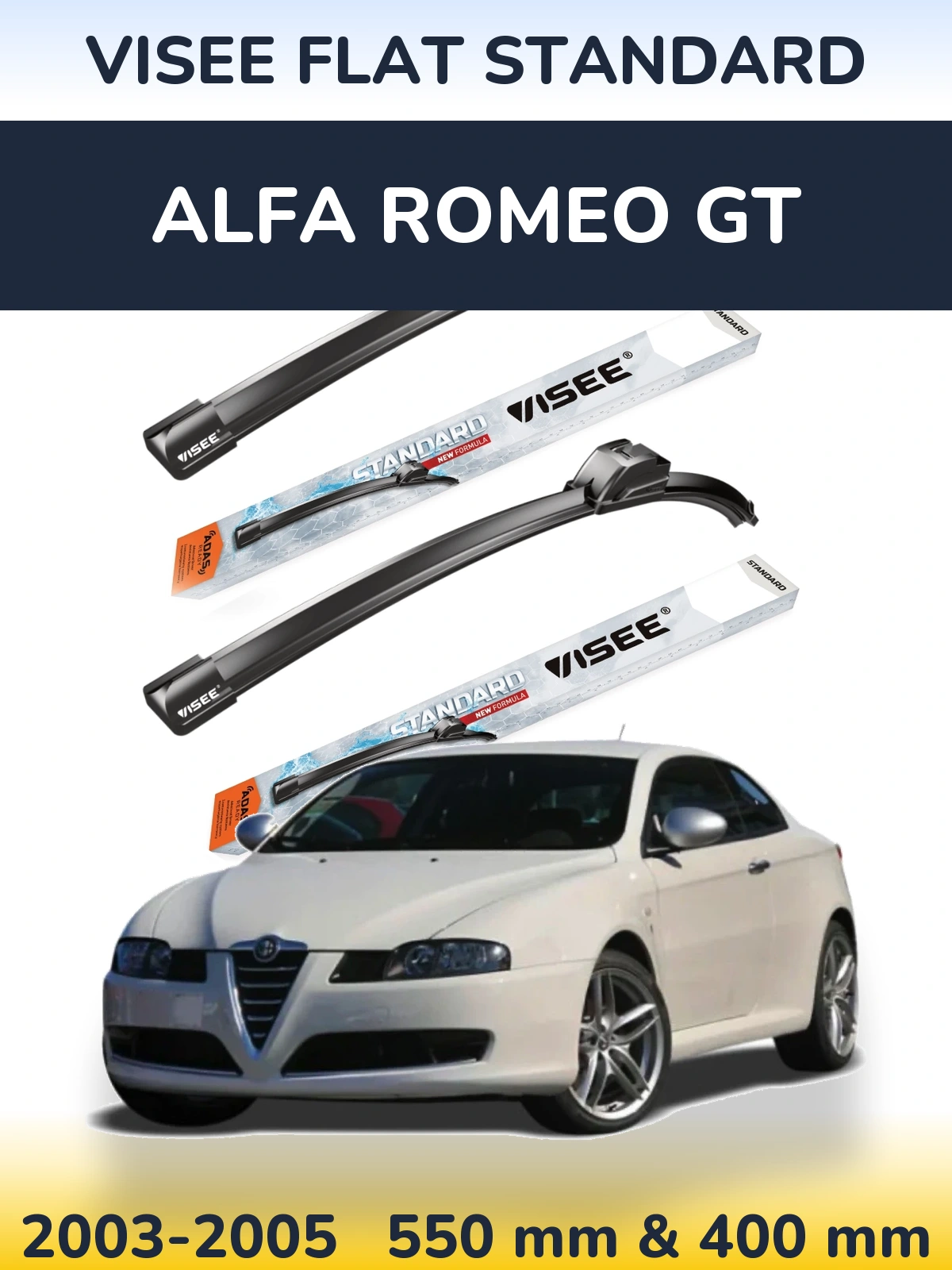 Комплект передних дворников VISEE FLAT STANDARD 550 & 400 мм для Alfa Romeo GT 2003-2005