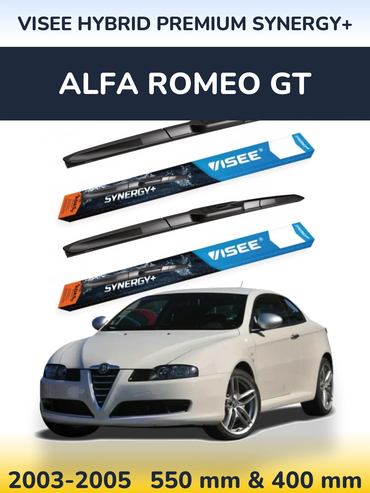 Комплект передних дворников VISEE HYBRID PREMIUM SYNERGY+ 550 & 400 мм для Alfa Romeo GT 2003-2005