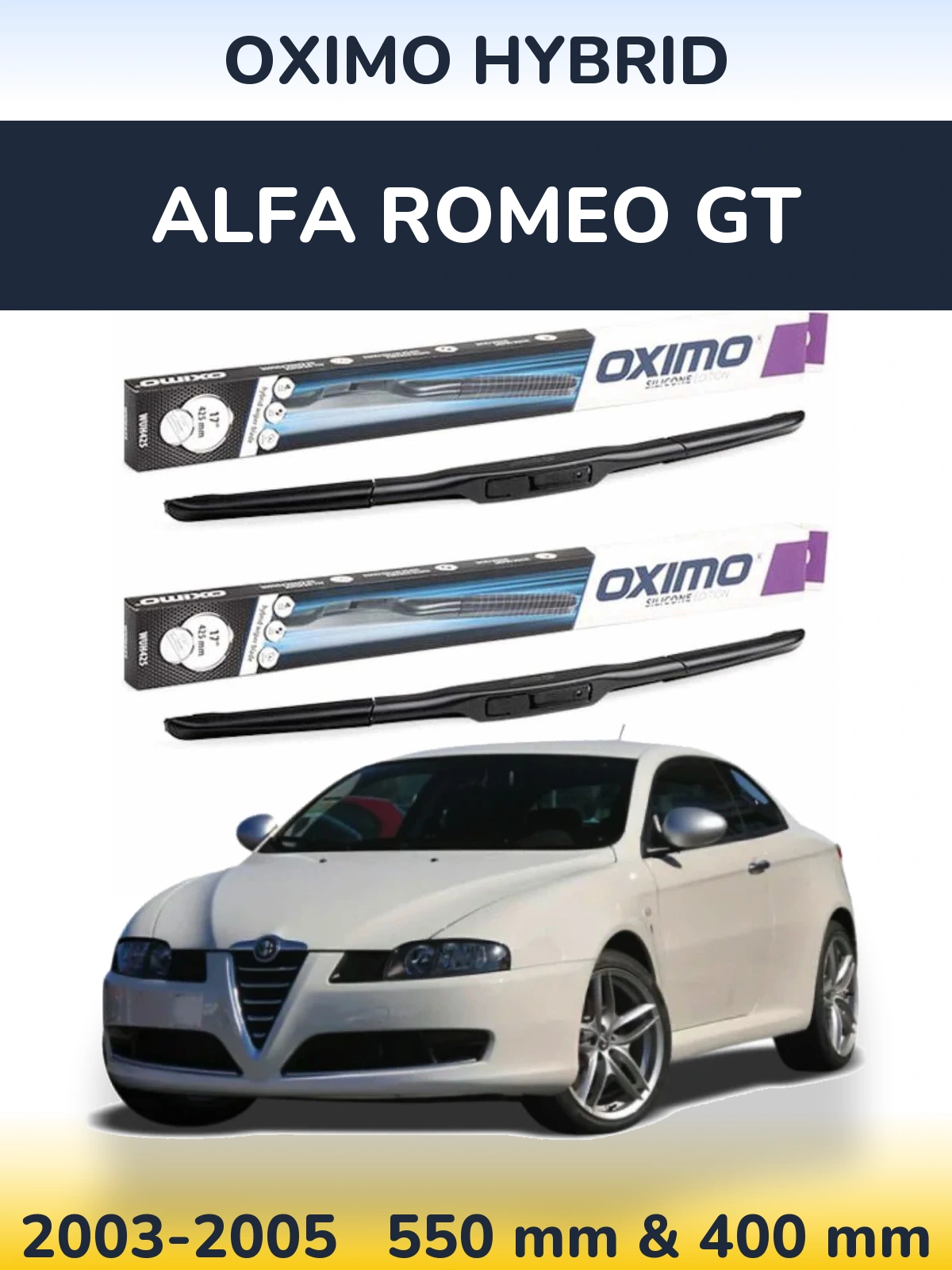Комплект передних дворников Oximo Hybrid 550 & 400 мм для Alfa Romeo GT 2003-2005