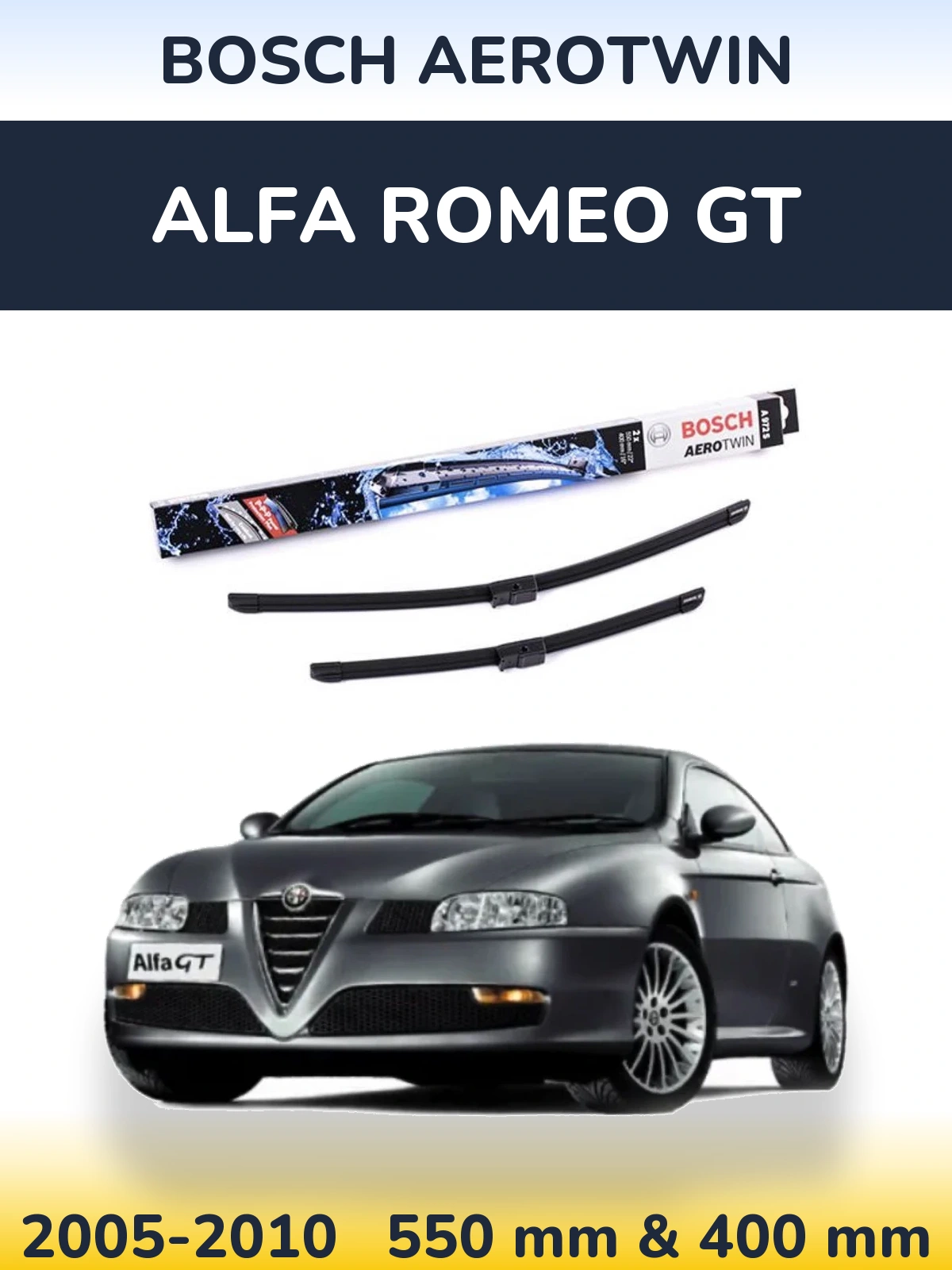 Komplet przednich wycieraczek BOSCH AeroTwin 550 & 400 mm do Alfa Romeo GT 2005-2010