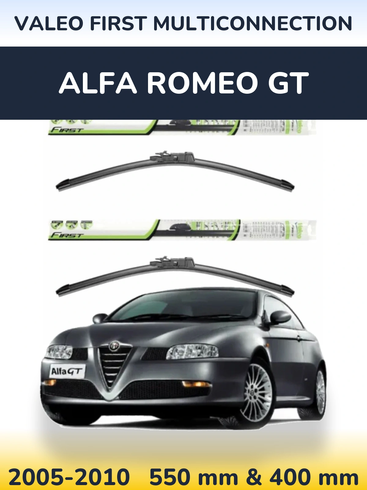 Komplet przednich wycieraczek Valeo First MultiConnection 550 & 400 mm do Alfa Romeo GT 2005-2010