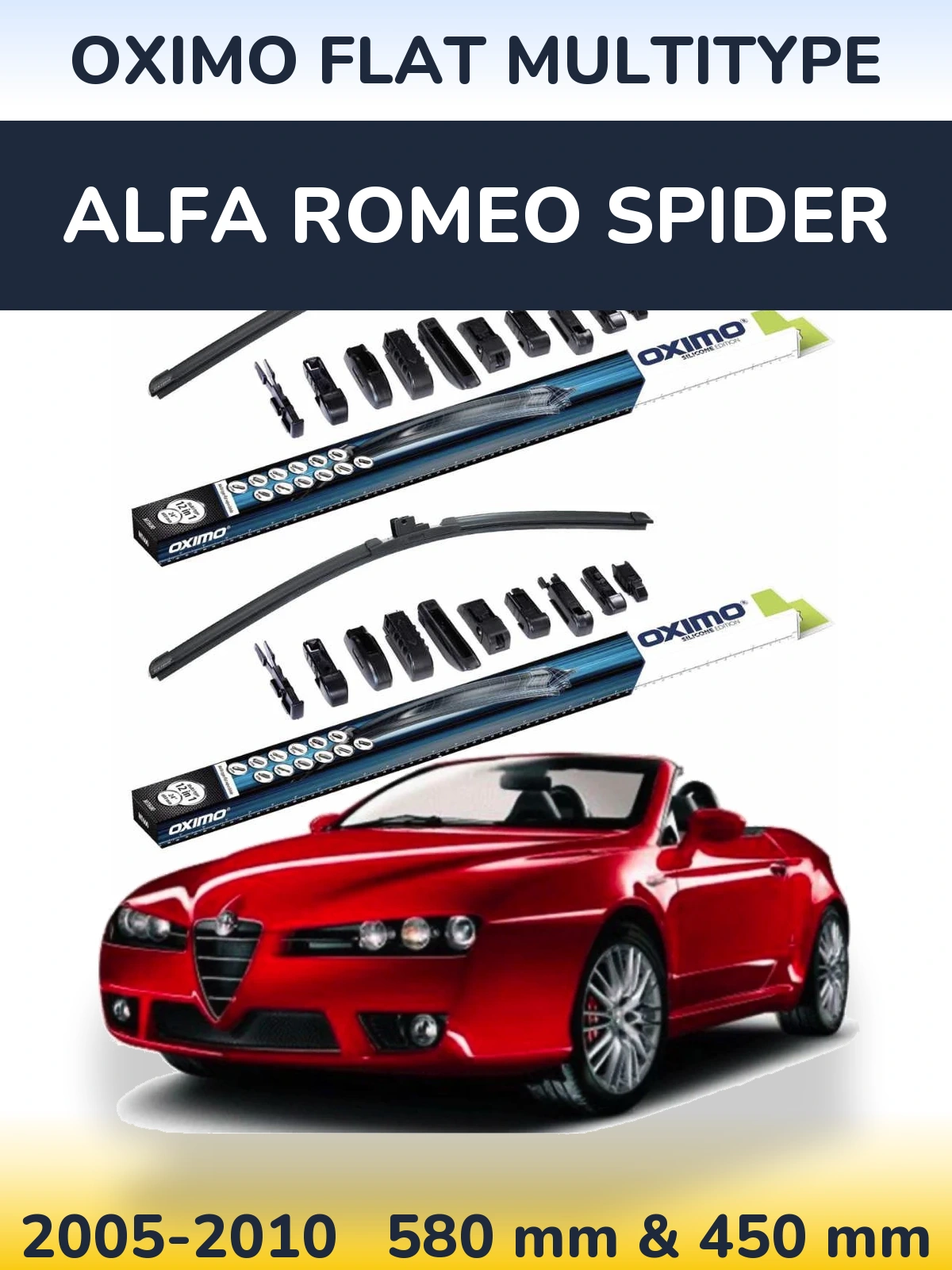 Komplet przednich wycieraczek Oximo Flat MultiType 580 & 450 mm do Alfa Romeo Spider 2005-2010