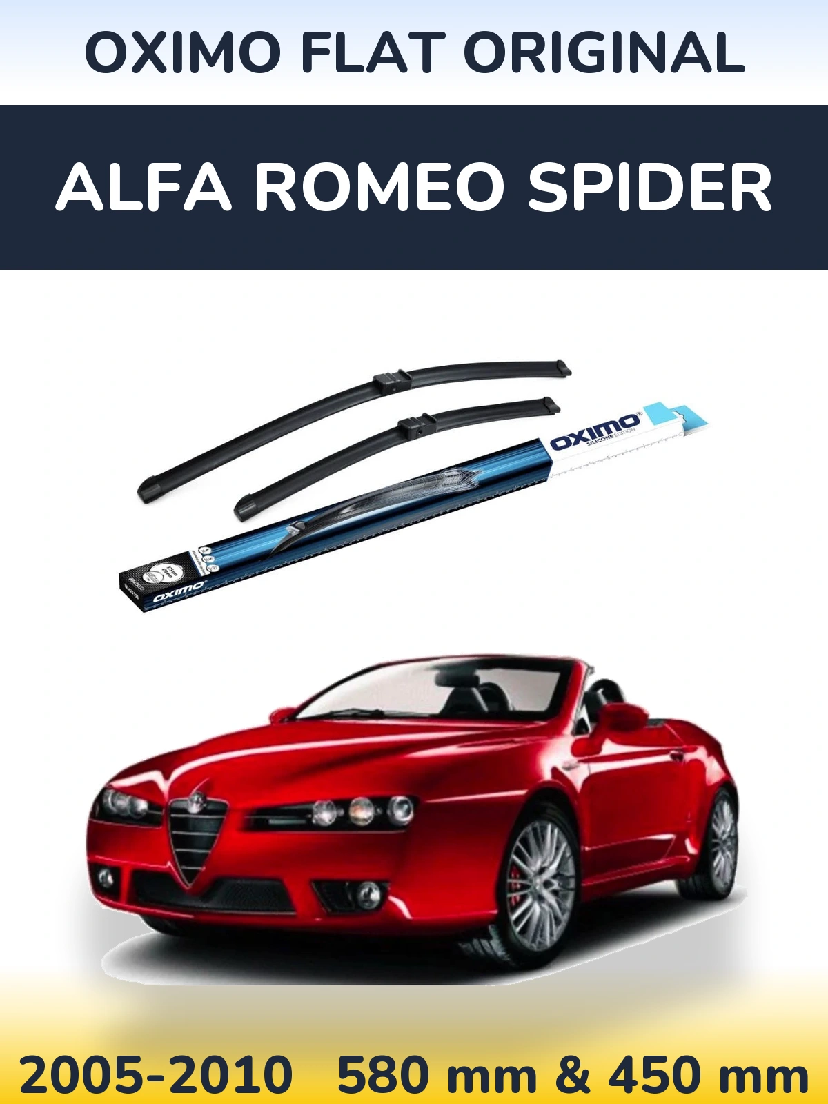 Комплект передних дворников Oximo Flat Original 580 & 450 мм для Alfa Romeo Spider 2005-2010