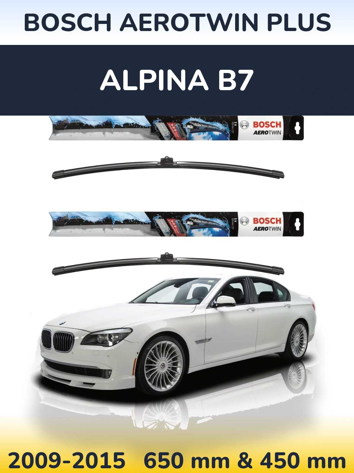 Komplet przednich wycieraczek BOSCH AeroTwin Plus 650 & 450 mm do Alpina B7 2009-2015