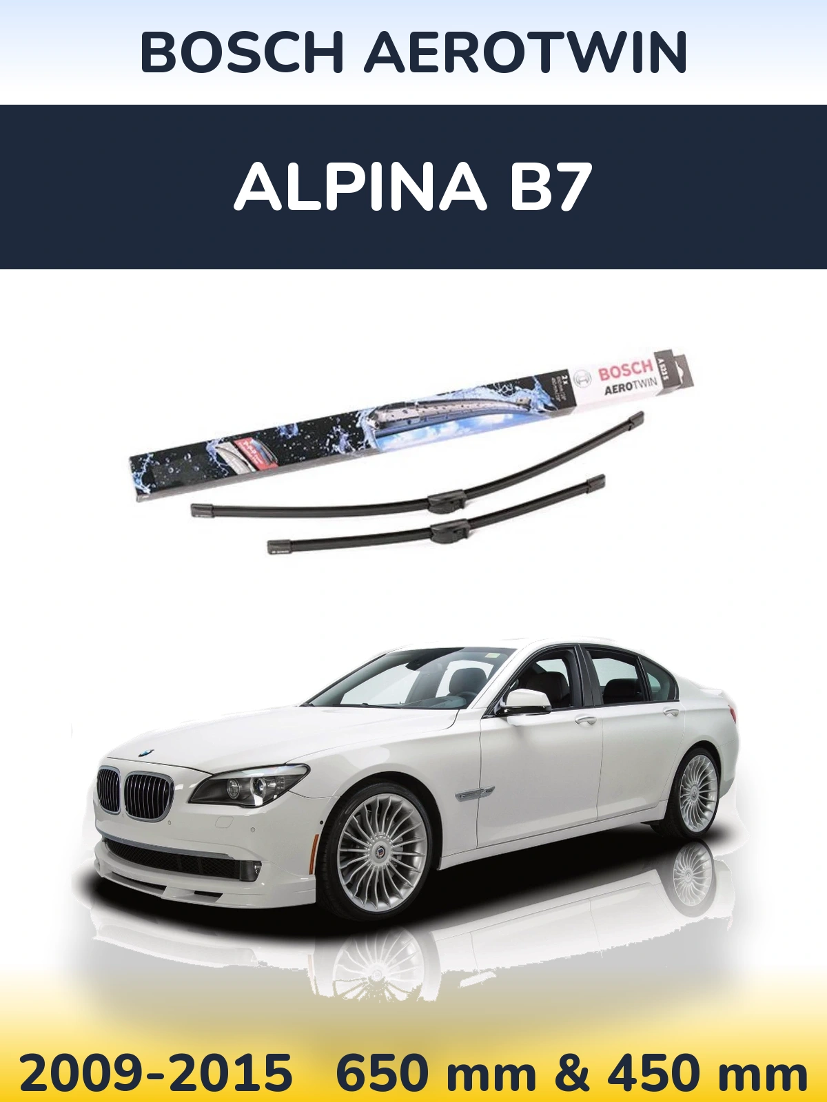 Komplet przednich wycieraczek BOSCH AeroTwin 650 & 450 mm do Alpina B7 2009-2015