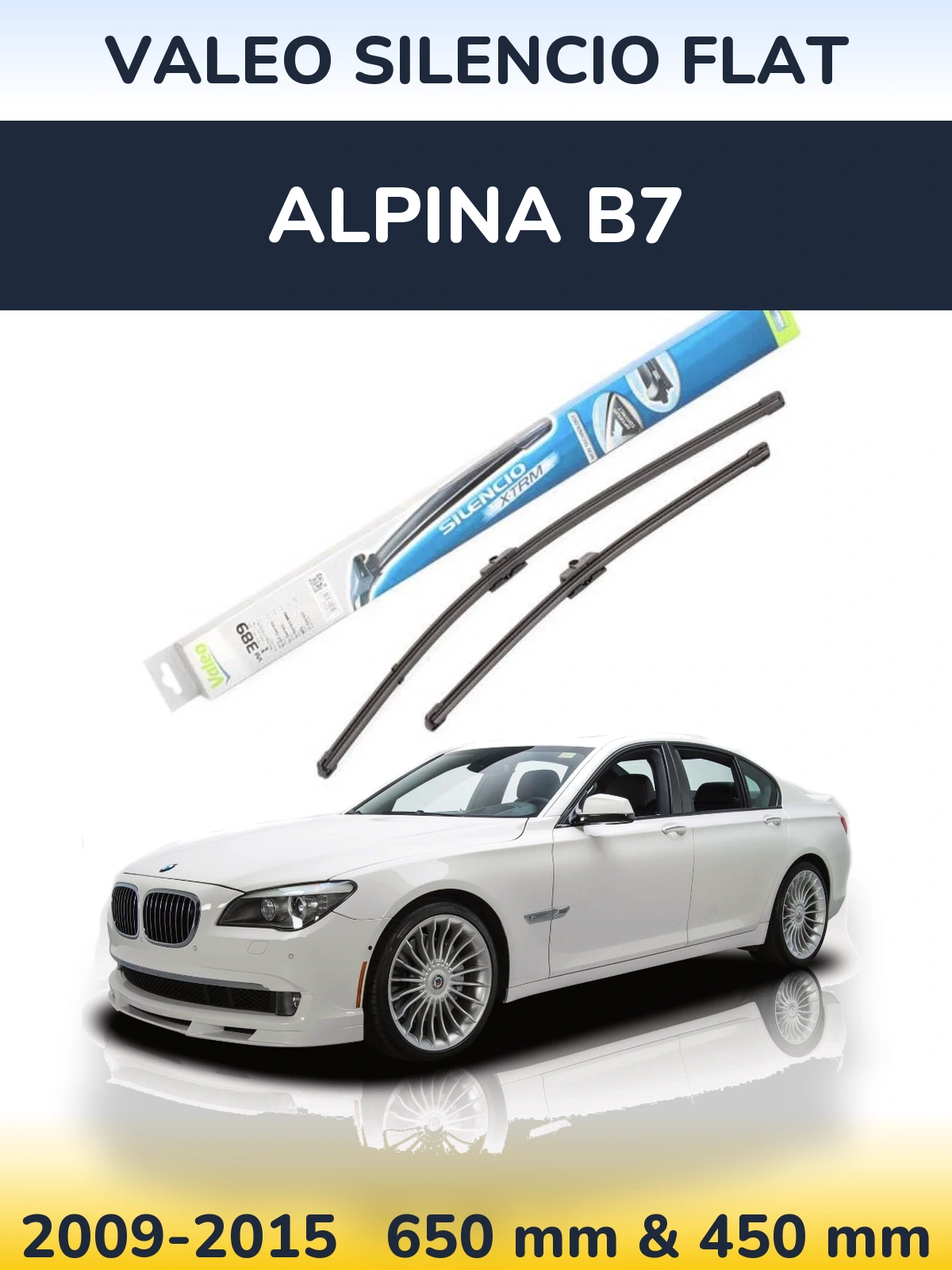 Komplet przednich wycieraczek Valeo Silencio Flat 650 & 450 mm do Alpina B7 2009-2015