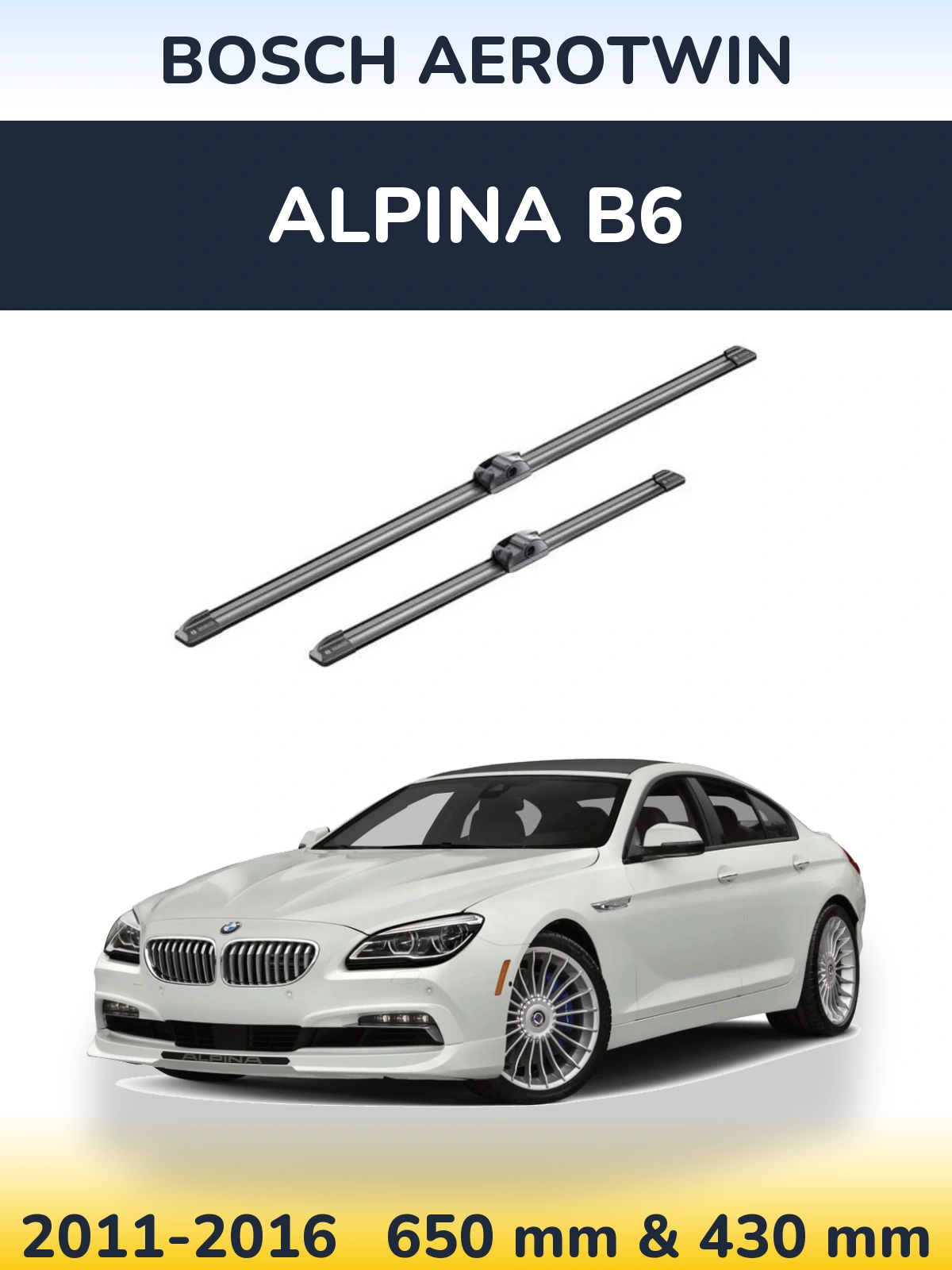 Komplet przednich wycieraczek BOSCH AeroTwin 650 & 430 mm do Alpina B6 2011-2016