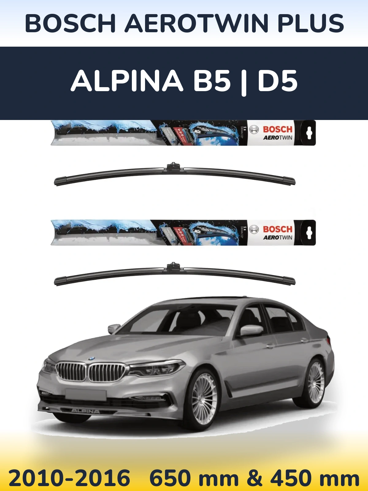 Komplet przednich wycieraczek BOSCH AeroTwin Plus 650 & 450 mm do Alpina B5 | D5 2010-2016