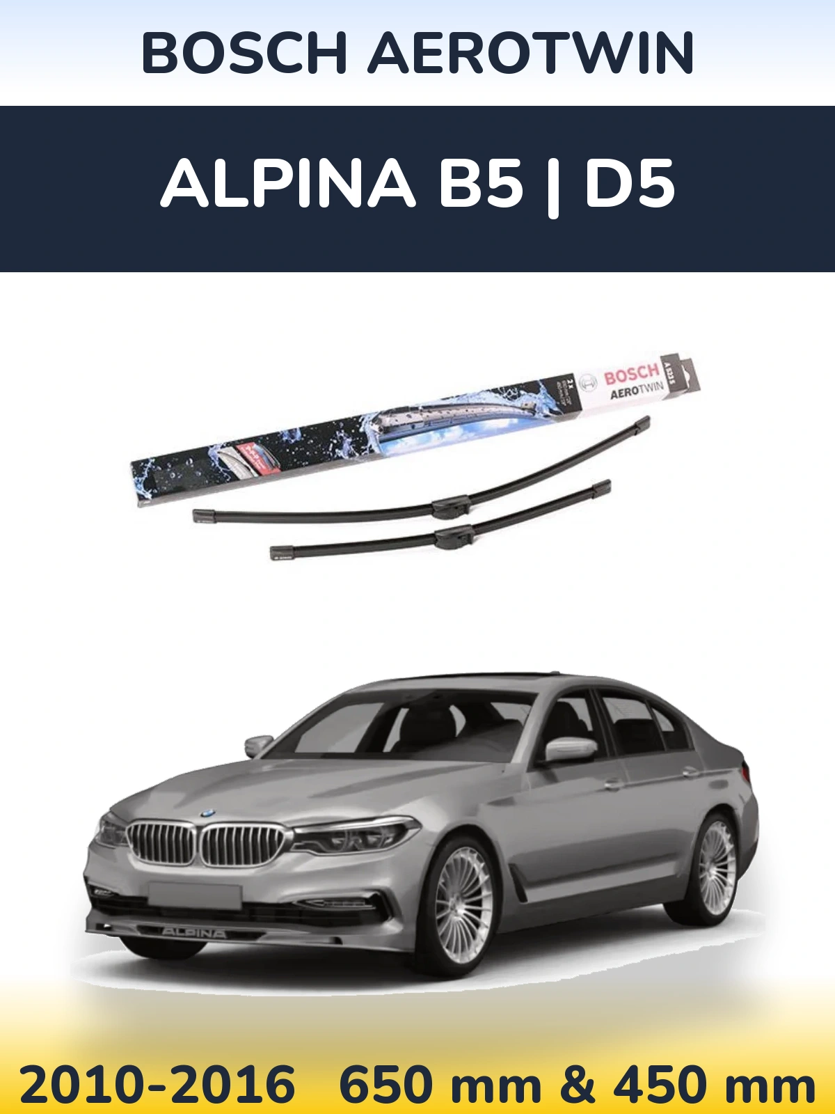 Komplet przednich wycieraczek BOSCH AeroTwin 650 & 450 mm do Alpina B5 | D5 2010-2016