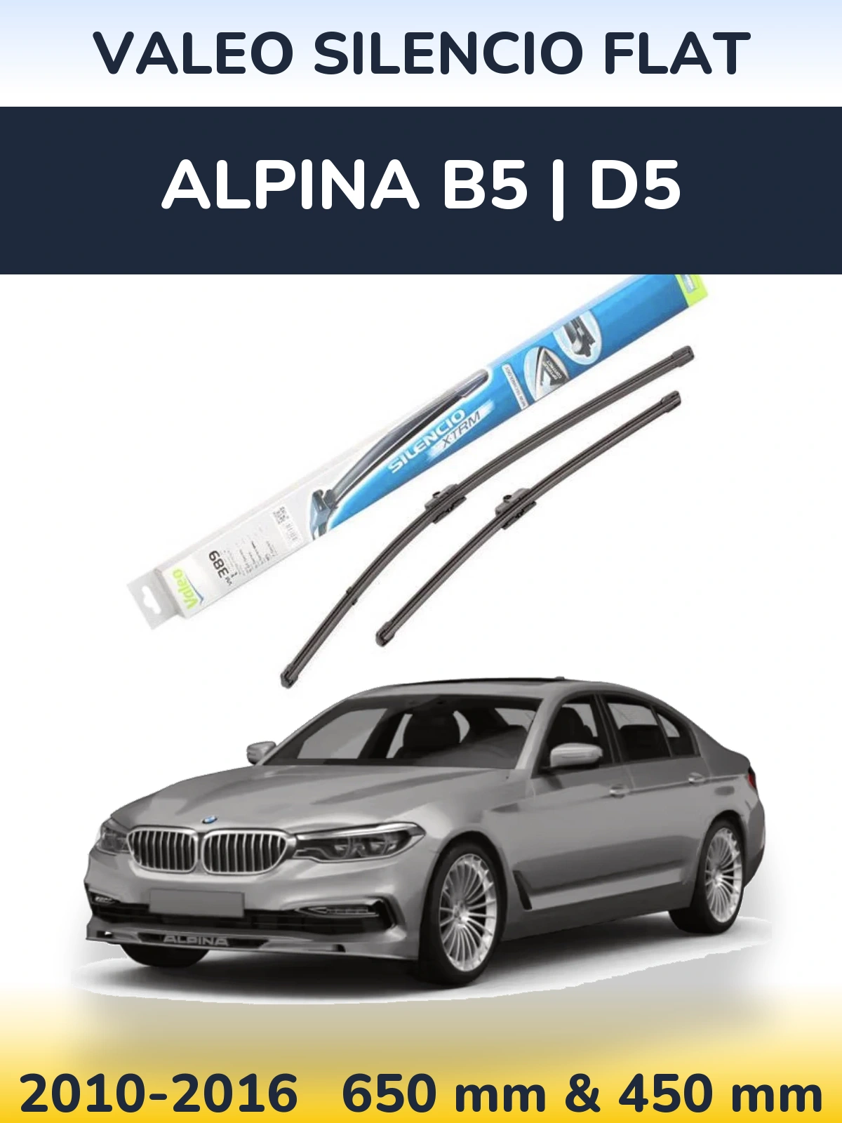 Комплект передних дворников Valeo Silencio Flat 650 & 450 мм для Alpina B5 | D5 2010-2016