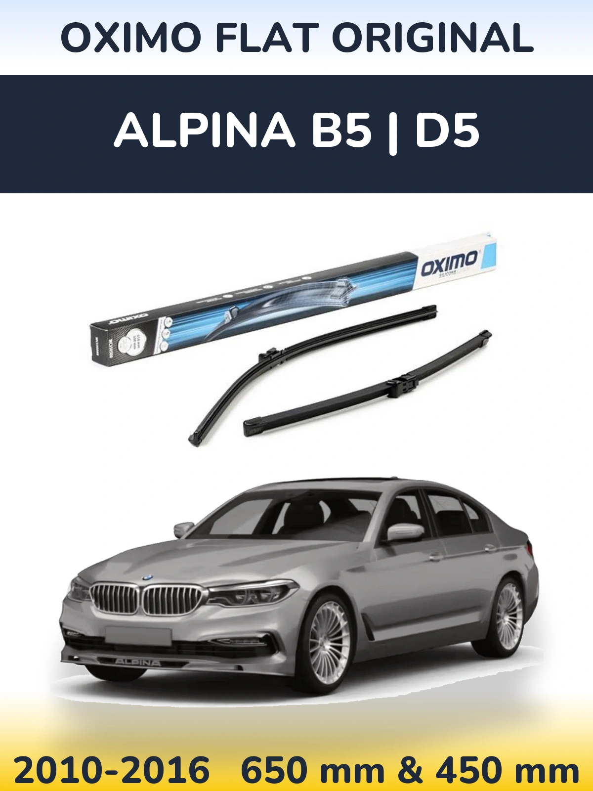 Komplet przednich wycieraczek Oximo Flat Original 650 & 450 mm do Alpina B5 | D5 2010-2016