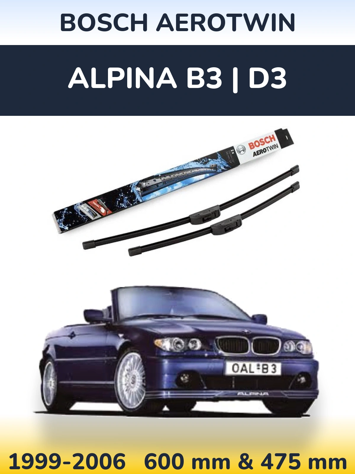 Komplet przednich wycieraczek BOSCH AeroTwin 600 & 475 mm do Alpina B3 | D3 1999-2006