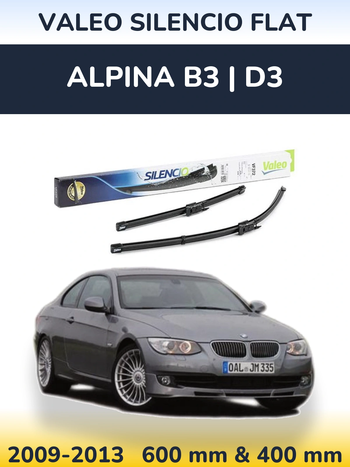 Komplet przednich wycieraczek Valeo Silencio Flat 600 & 400 mm do Alpina B3 | D3 2009-2013