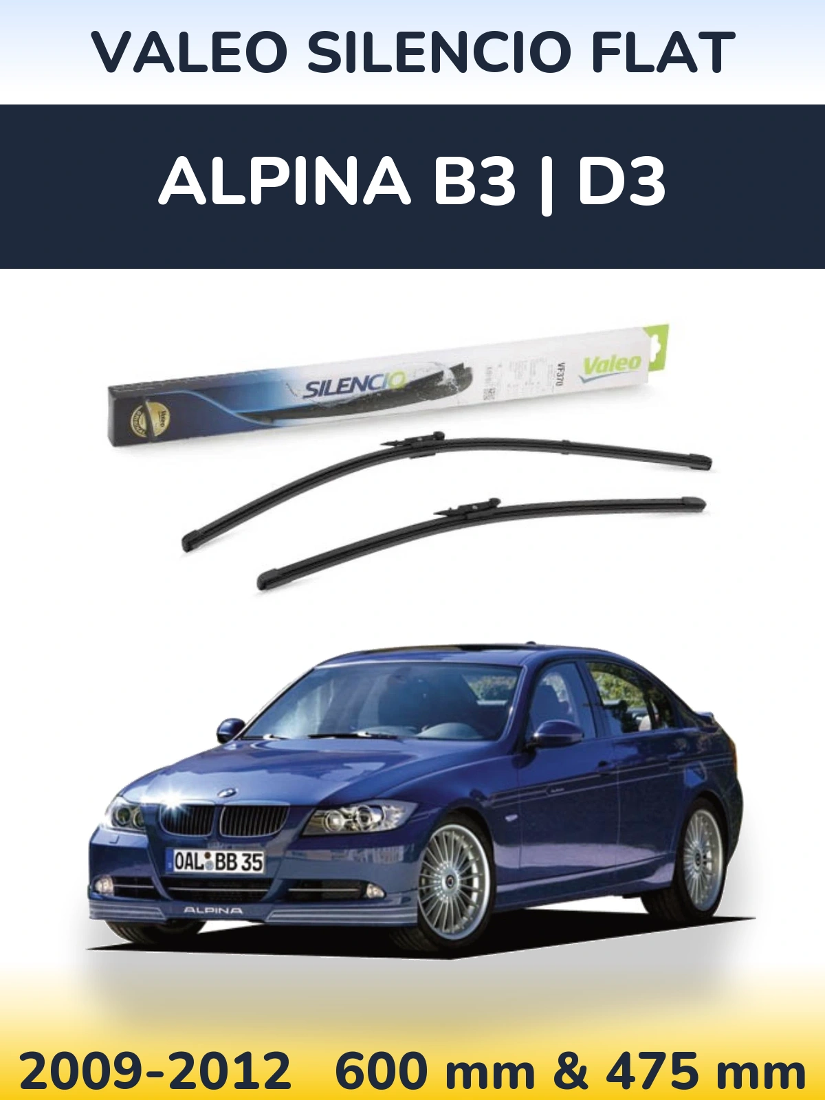 Комплект передних дворников Valeo Silencio Flat 600 & 475 мм для Alpina B3 | D3 2009-2012