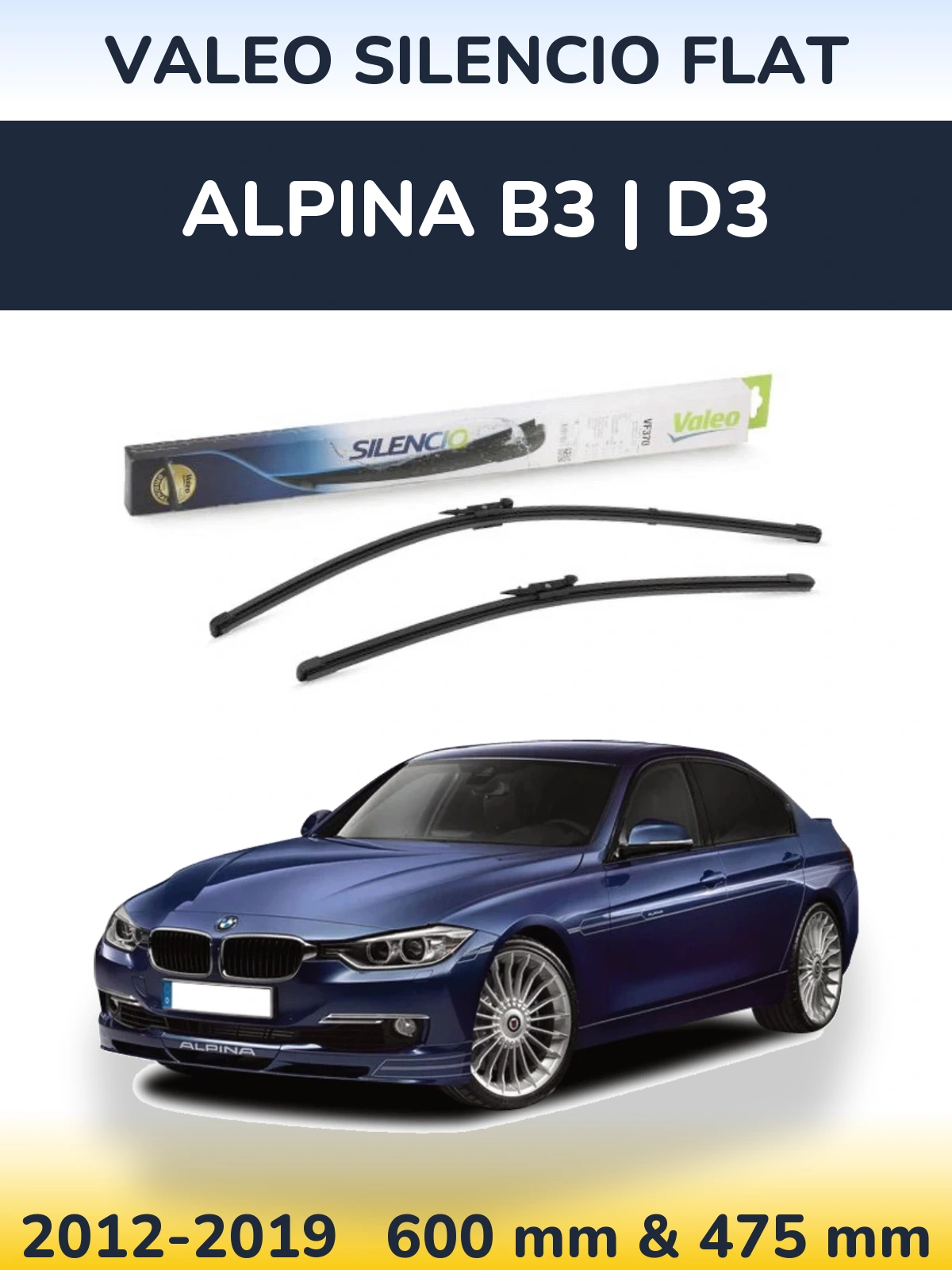 Комплект передних дворников Valeo Silencio Flat 600 & 475 мм для Alpina B3 | D3 2012-2019